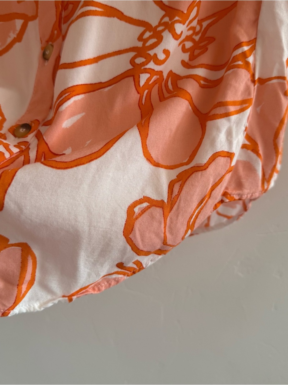 Anthropologie Maeve Floral Button Down Blouse Pink Orange Tunic Top Small - Picture 7 of 12